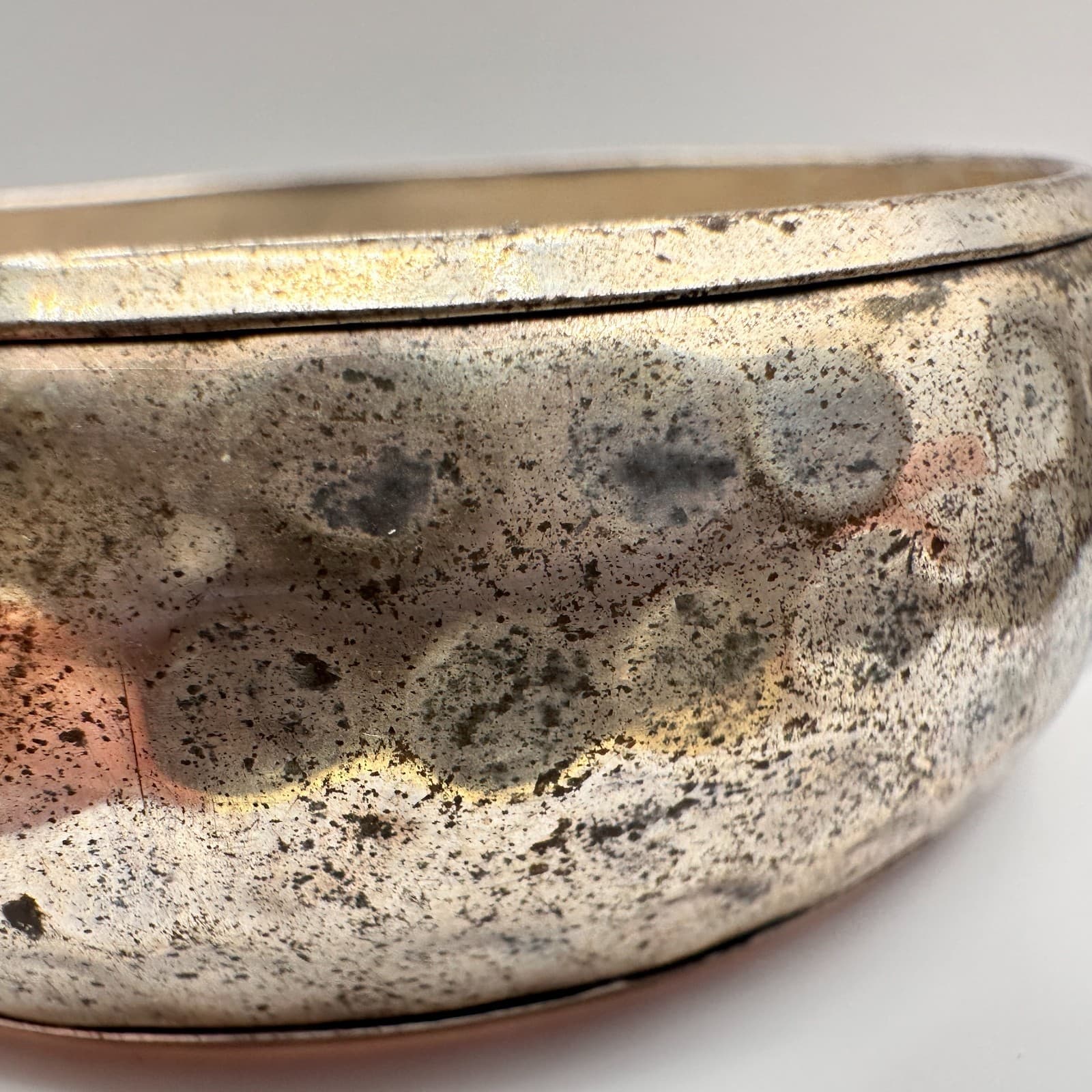 Vintage 90s Solid Brass Bracelet Silver Tone Hammered Women's Classic Jewelry - Thumbnail 5