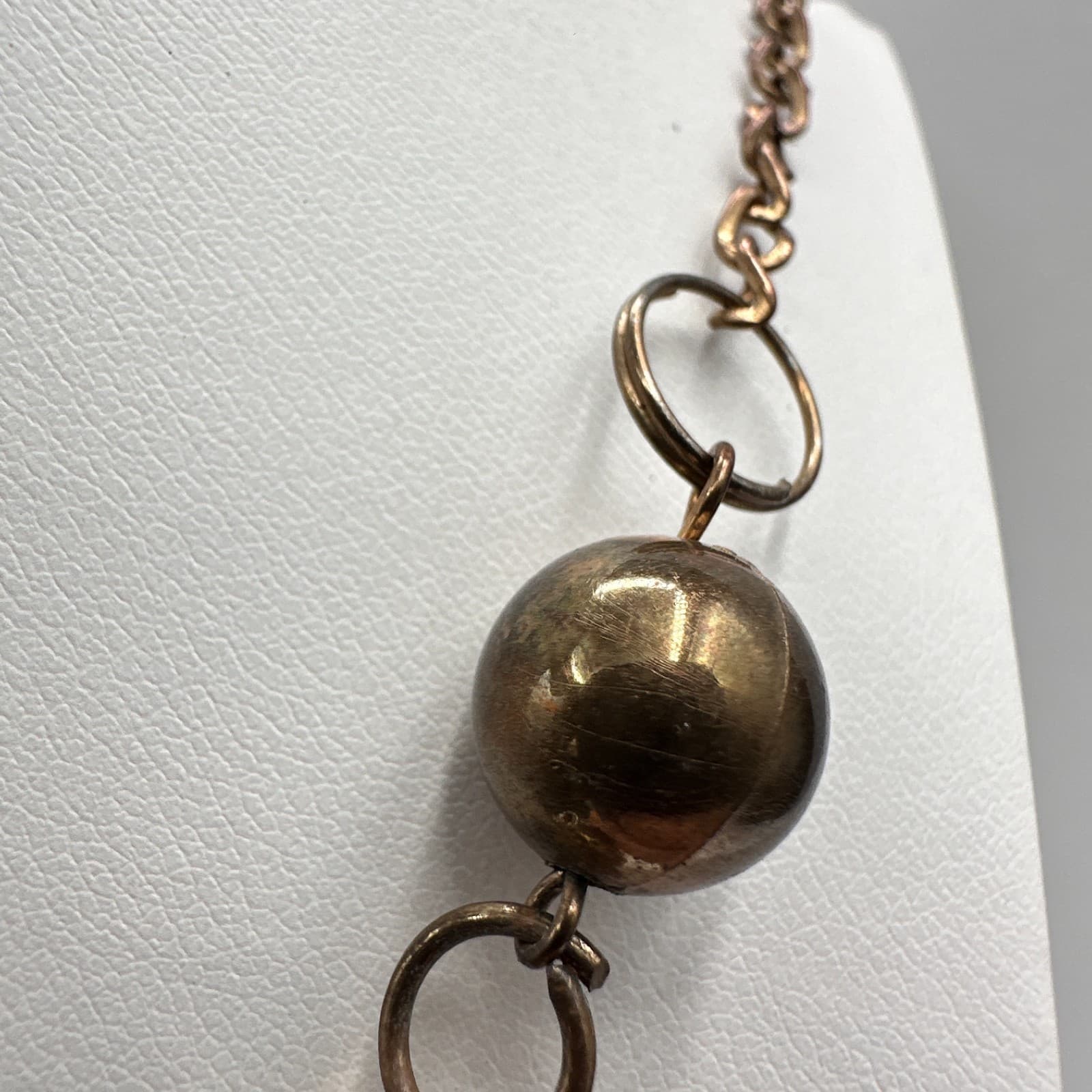 Vintage Y2K Statement Tassel Necklace Black Onyx Beads Bronze Gold Tone Jewelry - Thumbnail 11