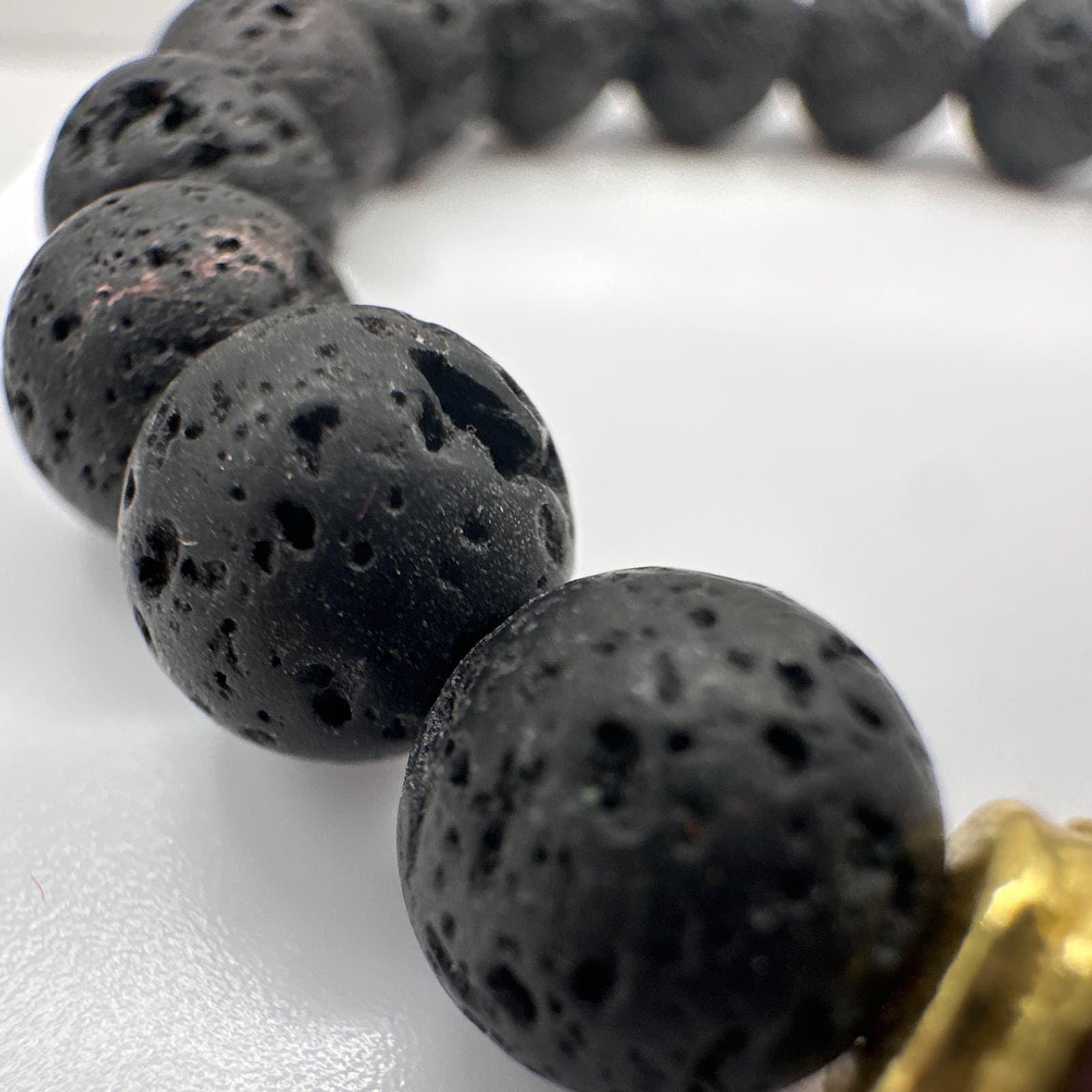 Vintage 90s 7 Chakra Healing Bracelet Lava Rock Stone Beads Women's Jewelry - Thumbnail 8