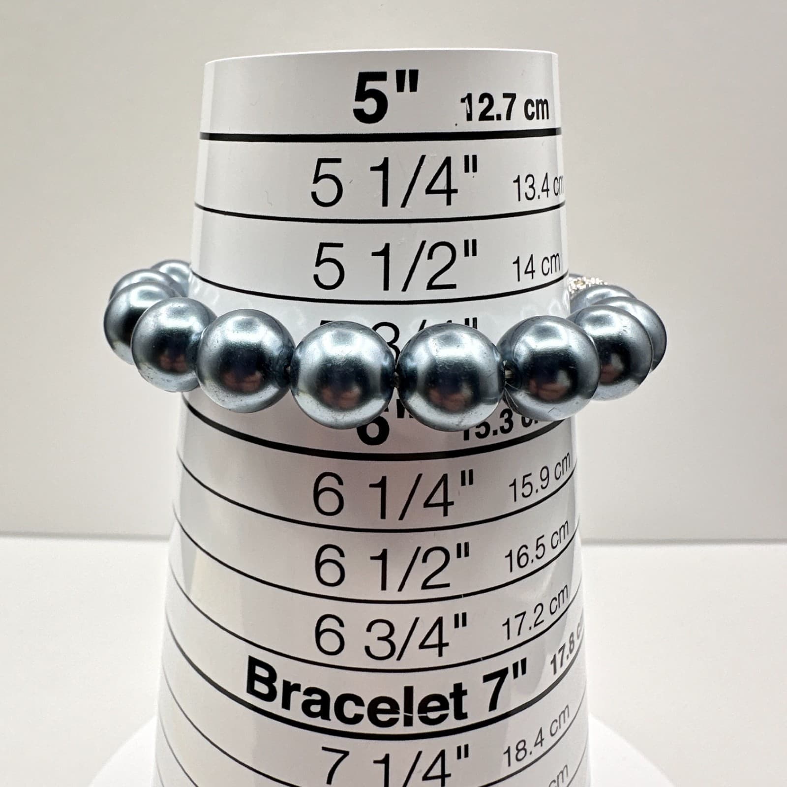 Vintage 90s Gray Pearl Beaded Stretch Bracelet Silver Tone Rhinestone Jewelry - Thumbnail 8