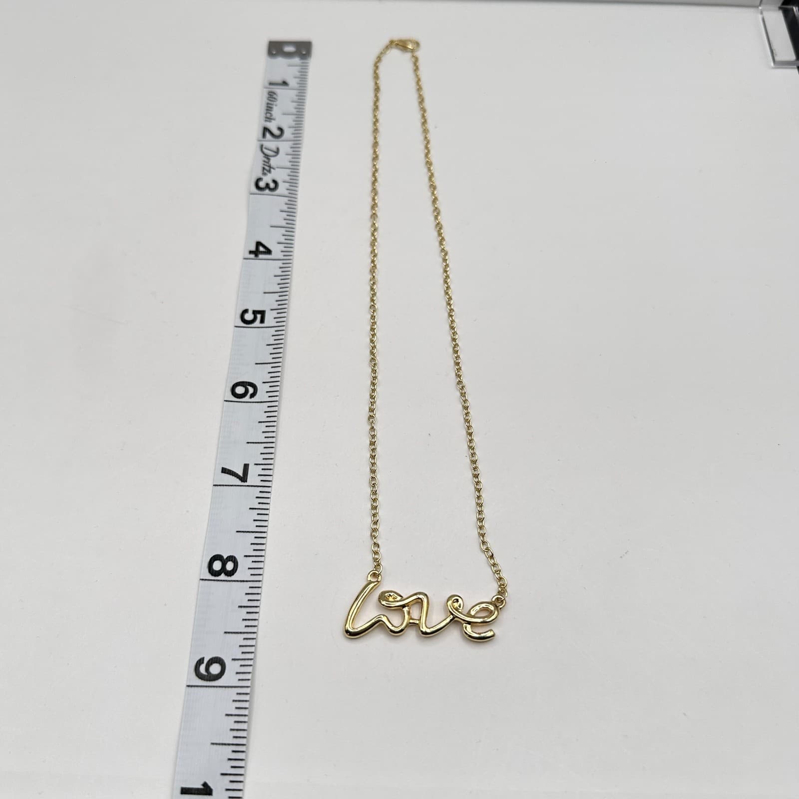 Vintage Y2K Love Script Pendant Necklace Gold Tone Statement Charm Jewelry - Thumbnail 6