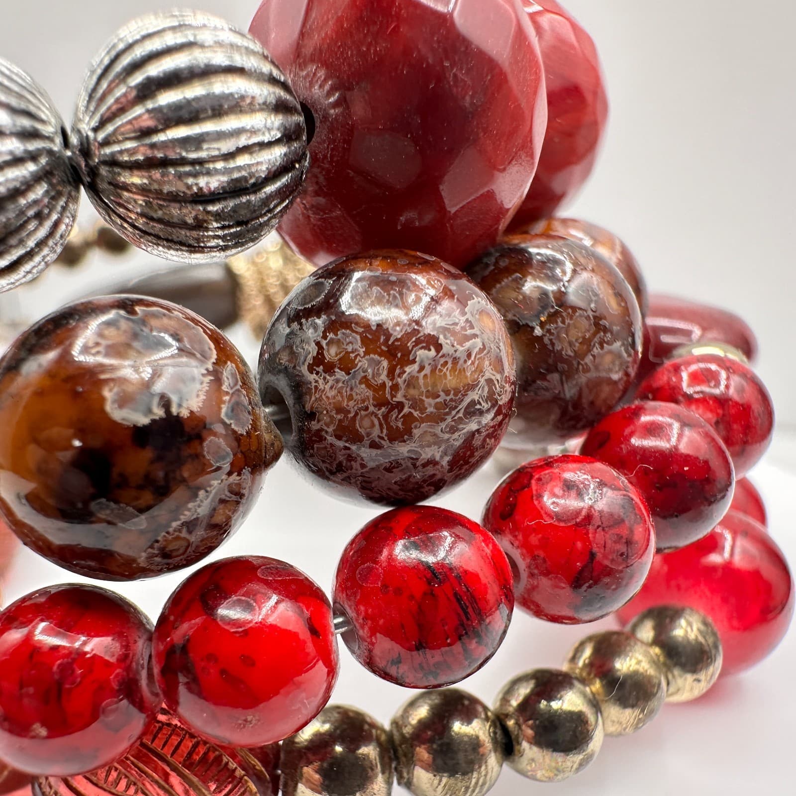 Vintage 90s Boho Multi-Strand Wrap Stretch Bracelet Beaded Women's Jewelry - Thumbnail 5