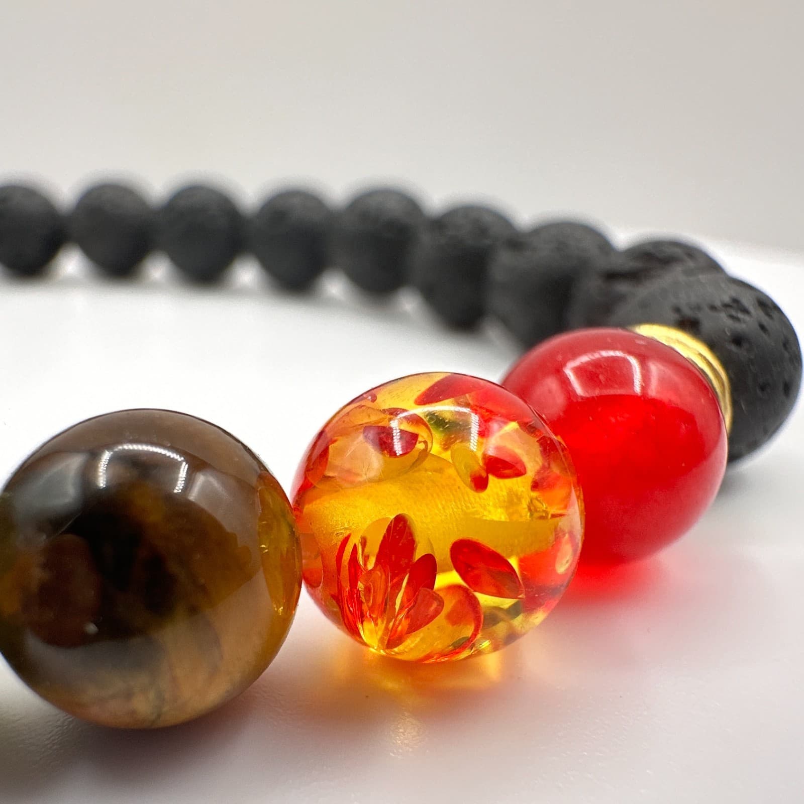 Vintage 90s 7 Chakra Healing Bracelet Lava Rock Stone Beads Women's Jewelry - Thumbnail 7