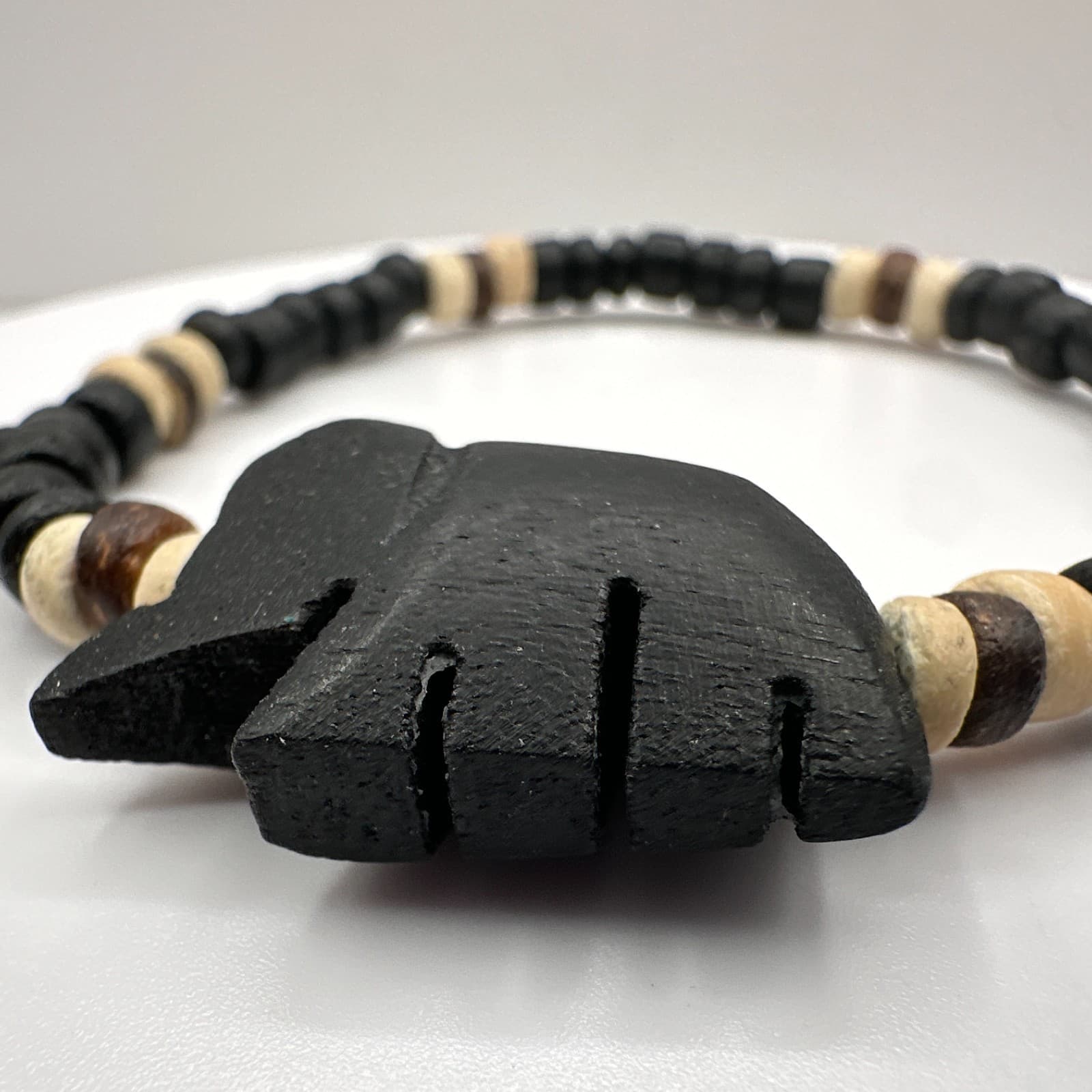 Vintage Y2K Wooden Elephant Charm Bracelet Beaded Boho Women's Classic Jewelry - Thumbnail 2