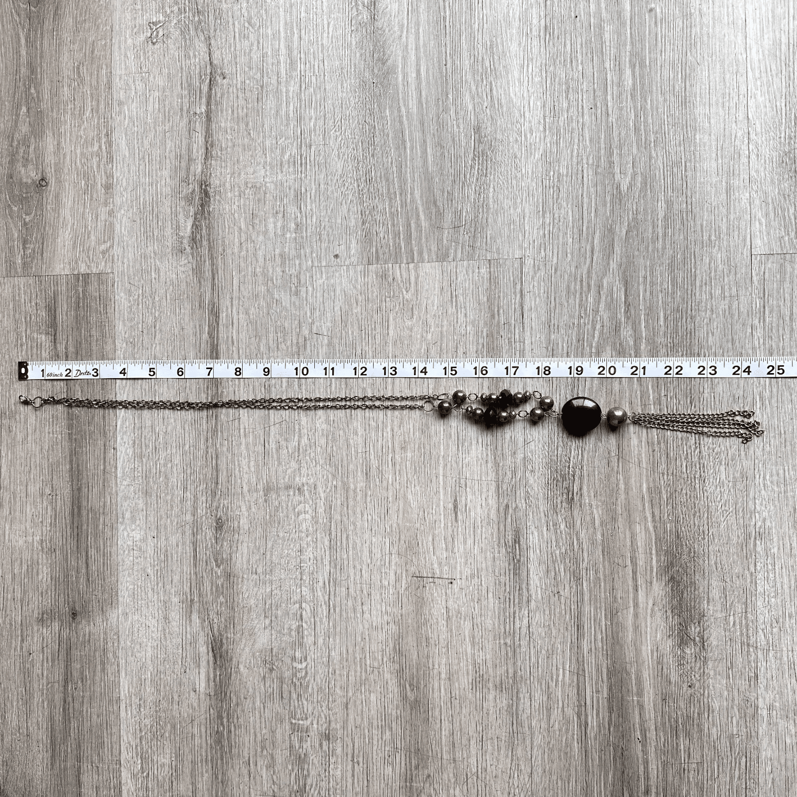 Vintage Y2K Statement Tassel Necklace Black Onyx Beads Bronze Gold Tone Jewelry - Thumbnail 13