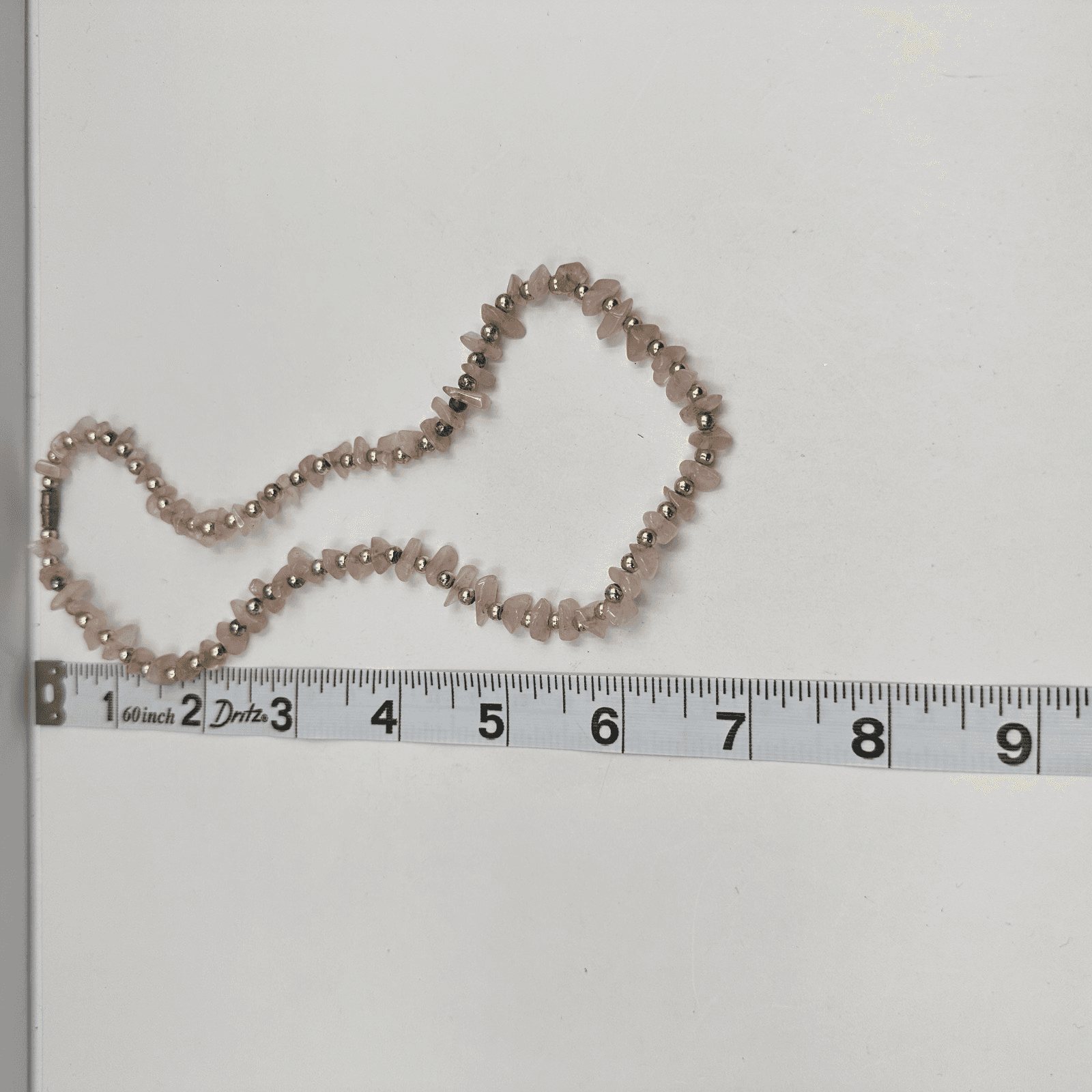 Vintage Y2K Pink Rose Quartz Chip Necklace Gold Tone Beads Boho Women's Jewelry - Thumbnail 9