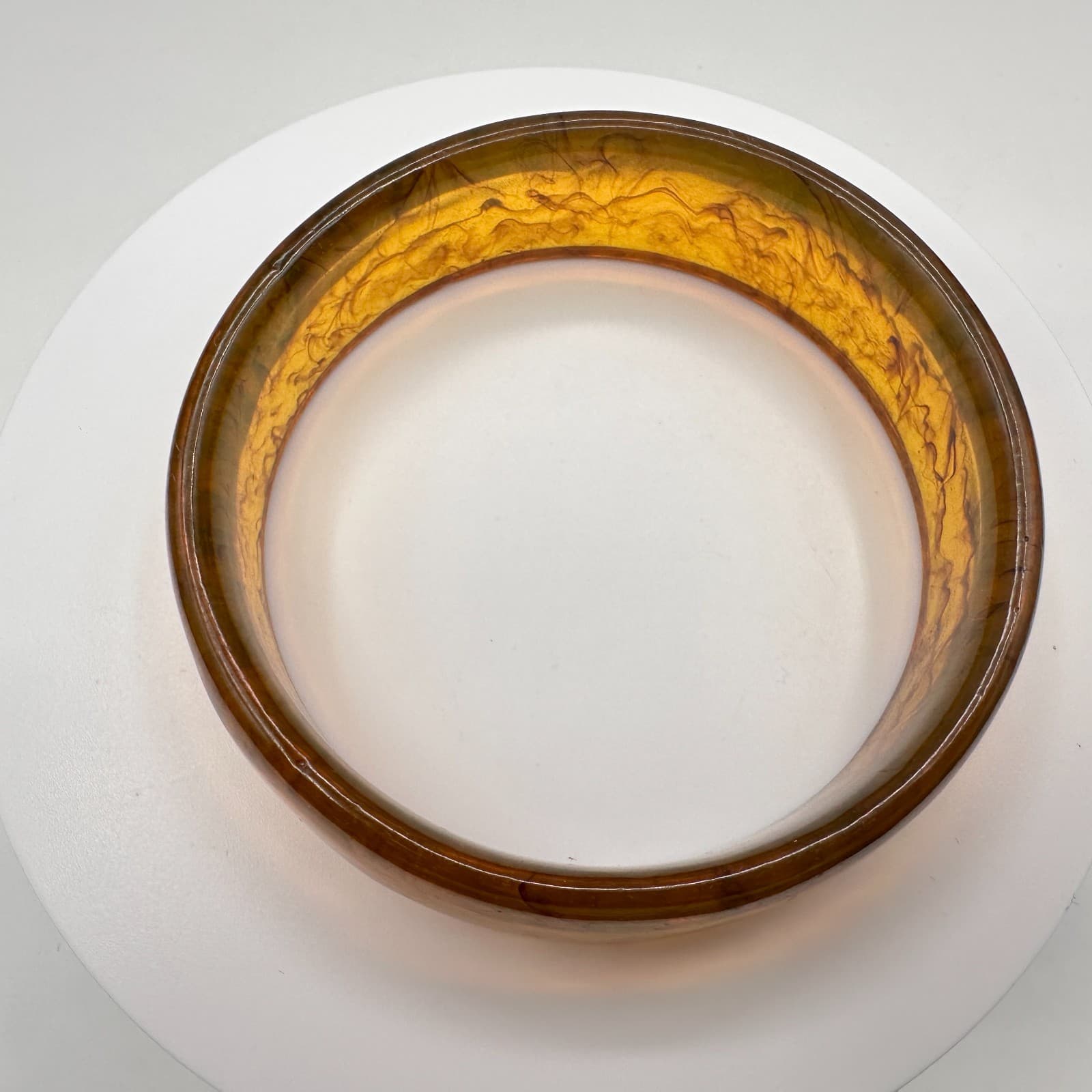 Vintage 90s Amber Swirl Resin Bracelet Chunky Marbled Pattern Statement Jewelry - Thumbnail 5