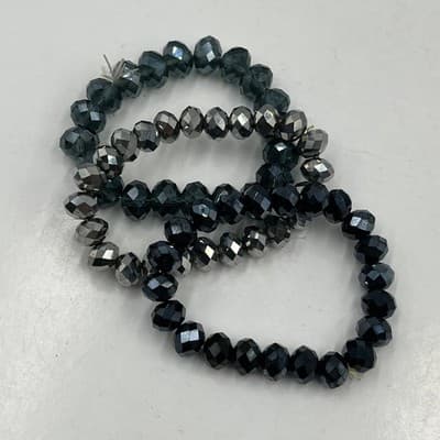 Vintage Faceted Glass Bead Jewelry Set - Graduated Necklace & 3 Stretch Bangles - Thumbnail 5