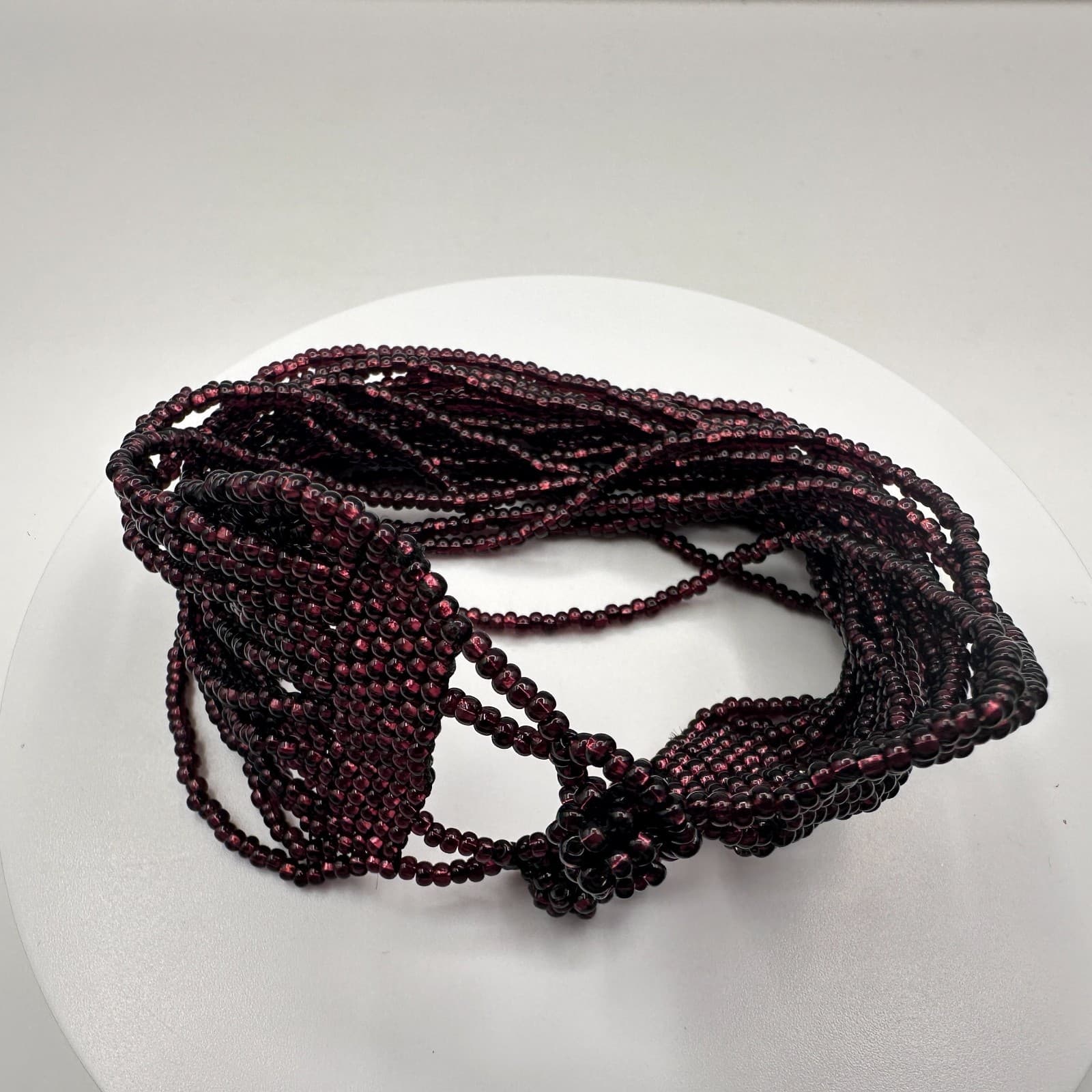 Vintage 90s Floral Seed Bead Multi Strand Statement Bracelet Women's Jewelry - Thumbnail 3