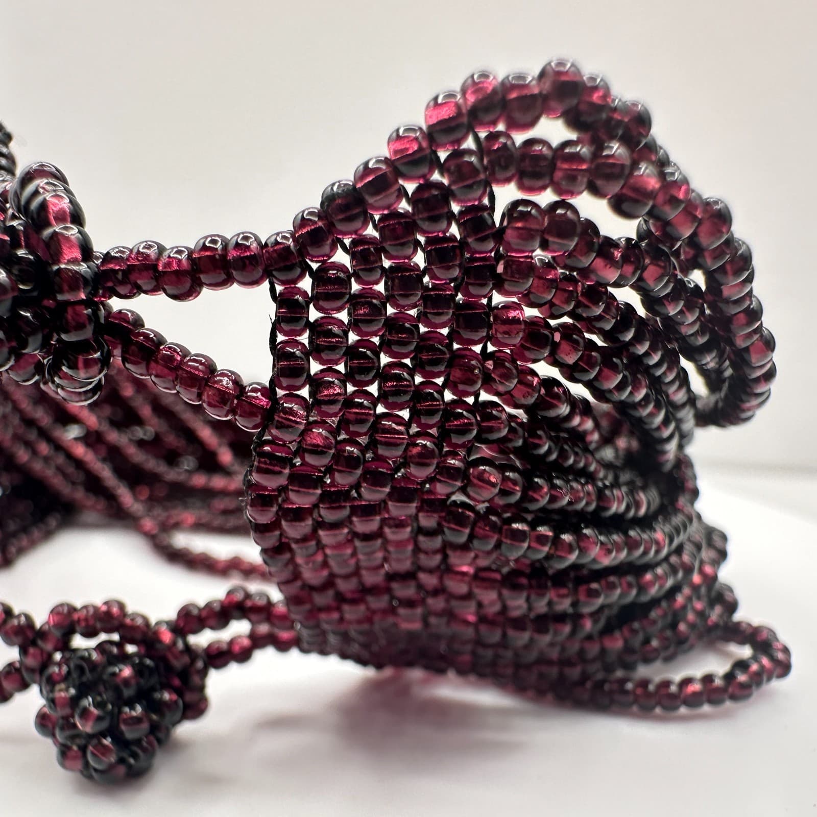 Vintage 90s Floral Seed Bead Multi Strand Statement Bracelet Women's Jewelry - Thumbnail 6