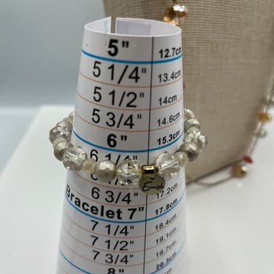 Vintage Erimish Beaded Stretch Bracelet & Necklace 4pc Gold Crystal Moon Charm - Thumbnail 12