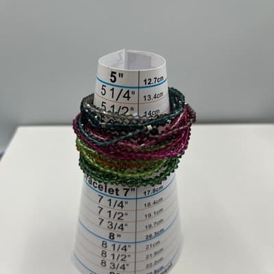 Vintage Colorful Bicone Crystal Stretch Bracelet Lot Stackable Beaded Jewelry - Thumbnail 10