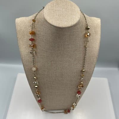 Vintage Erimish Beaded Stretch Bracelet & Necklace 4pc Gold Crystal Moon Charm - Thumbnail 8