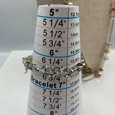 Vintage Erimish Beaded Stretch Bracelet & Necklace 4pc Gold Crystal Moon Charm - Thumbnail 13