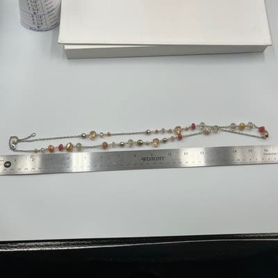 Vintage Erimish Beaded Stretch Bracelet & Necklace 4pc Gold Crystal Moon Charm - Thumbnail 14