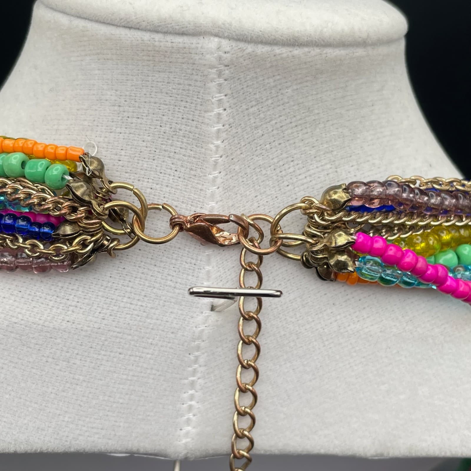 Vintage Multi-Strand Seed Bead Chain Charm Necklace Bohemian Hippie Jewelry - Thumbnail 11