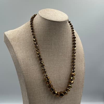 Vintage Faceted Glass Bead Jewelry Set - Graduated Necklace & 3 Stretch Bangles - Thumbnail 10