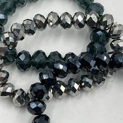 Vintage Faceted Glass Bead Jewelry Set - Graduated Necklace & 3 Stretch Bangles - Thumbnail 6