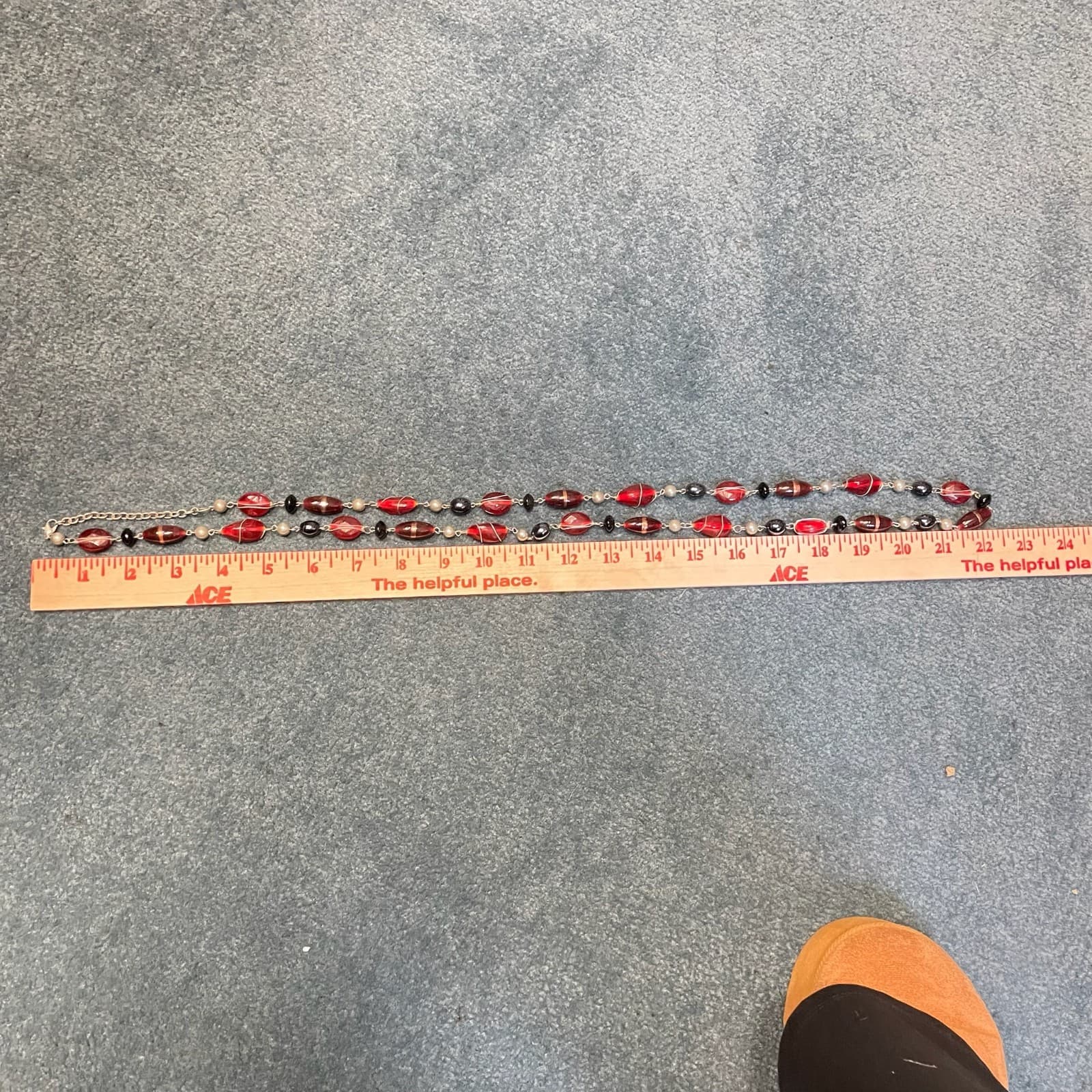 Vintage Fashion jewelry silver-tone wire-wrapped multi-color glass bead necklace - Thumbnail 7