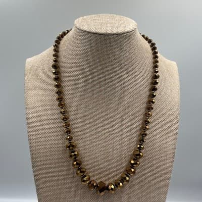 Vintage Faceted Glass Bead Jewelry Set - Graduated Necklace & 3 Stretch Bangles - Thumbnail 7