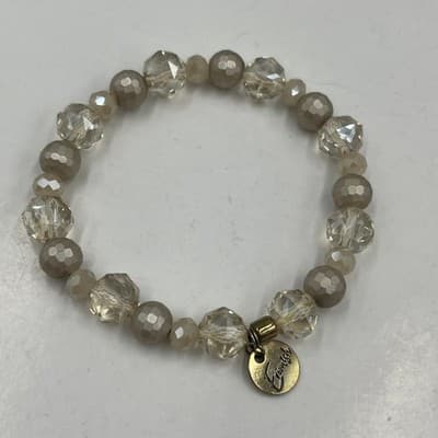 Vintage Erimish Beaded Stretch Bracelet & Necklace 4pc Gold Crystal Moon Charm - Thumbnail 3