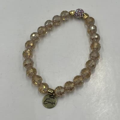 Vintage Erimish Beaded Stretch Bracelet & Necklace 4pc Gold Crystal Moon Charm - Thumbnail 6