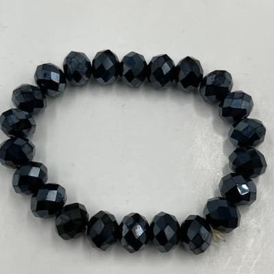 Vintage Faceted Glass Bead Jewelry Set - Graduated Necklace & 3 Stretch Bangles - Thumbnail 4