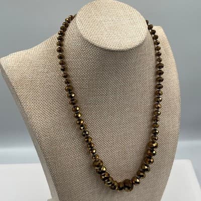 Vintage Faceted Glass Bead Jewelry Set - Graduated Necklace & 3 Stretch Bangles - Thumbnail 11