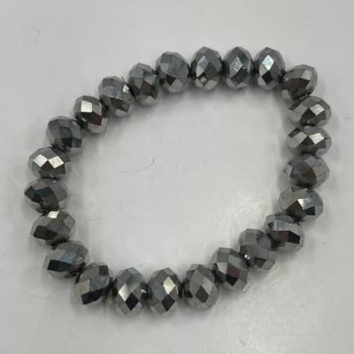 Vintage Faceted Glass Bead Jewelry Set - Graduated Necklace & 3 Stretch Bangles - Thumbnail 3