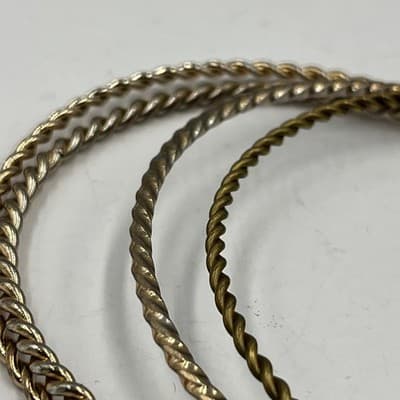 Vintage Stackable Twisted Rope Bangle Bracelets - Set of 4 Gold & Silver Tone - Thumbnail 2