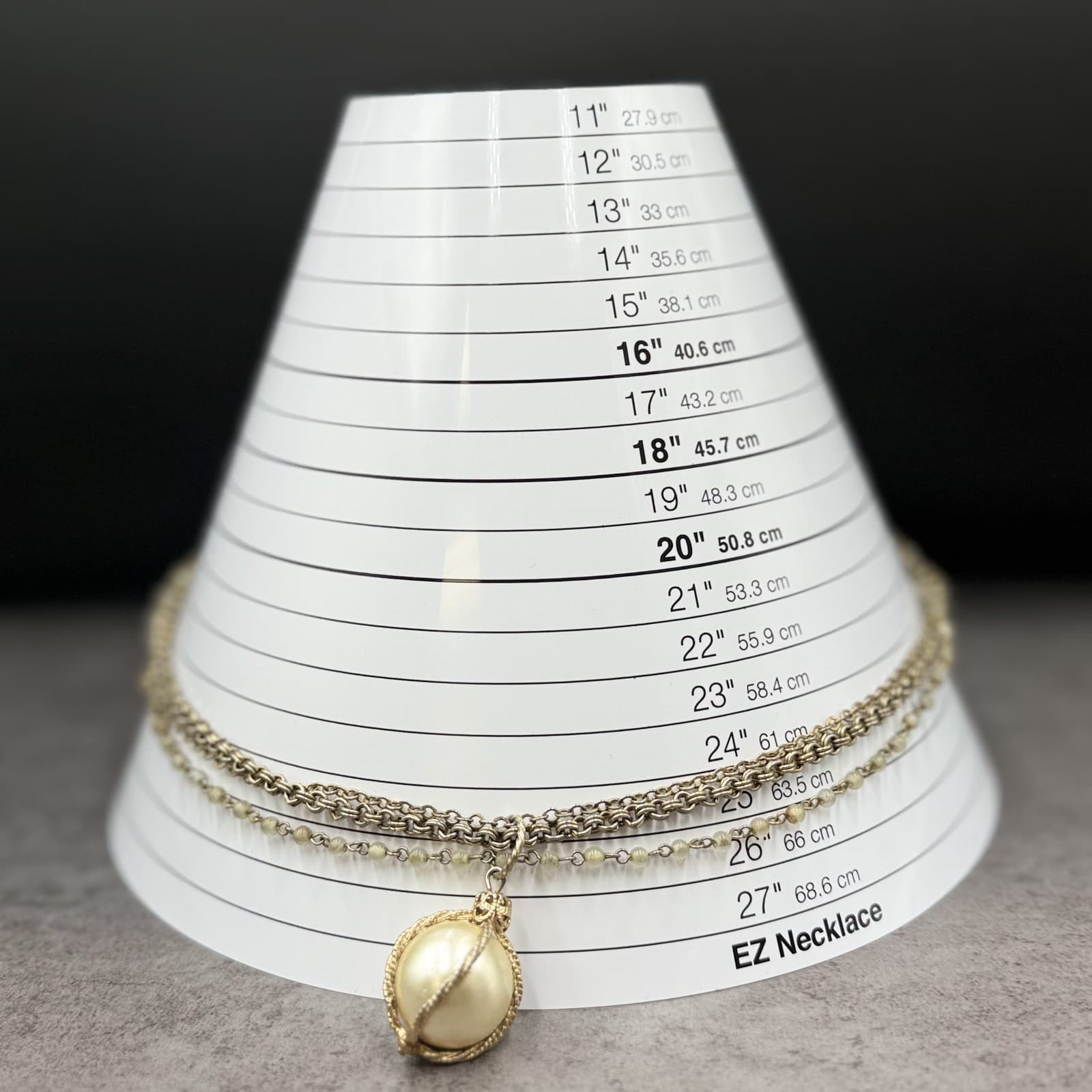 Vintage Gold-Tone Chain Necklace w/ Faux Pearl Drop Layered Statement - Thumbnail 10