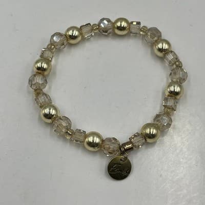 Vintage Erimish Beaded Stretch Bracelet & Necklace 4pc Gold Crystal Moon Charm - Thumbnail 5