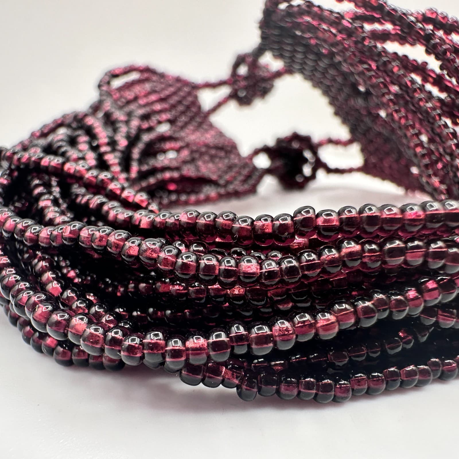 Vintage 90s Floral Seed Bead Multi Strand Statement Bracelet Women's Jewelry - Thumbnail 7