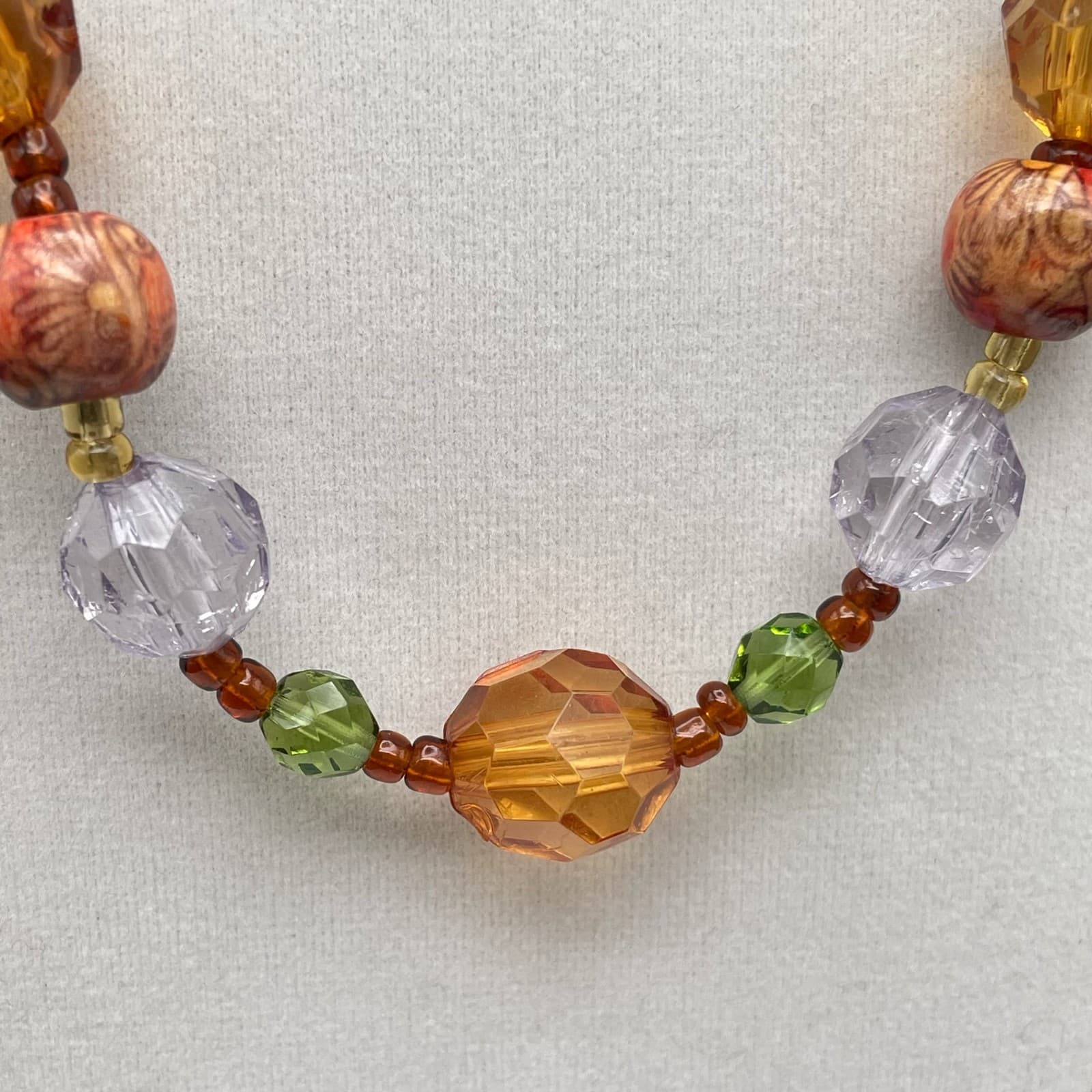 Vintage Women's Handcrafted Artistic Beautiful Glass Bead Necklace Jewelry 20 In - Thumbnail 5