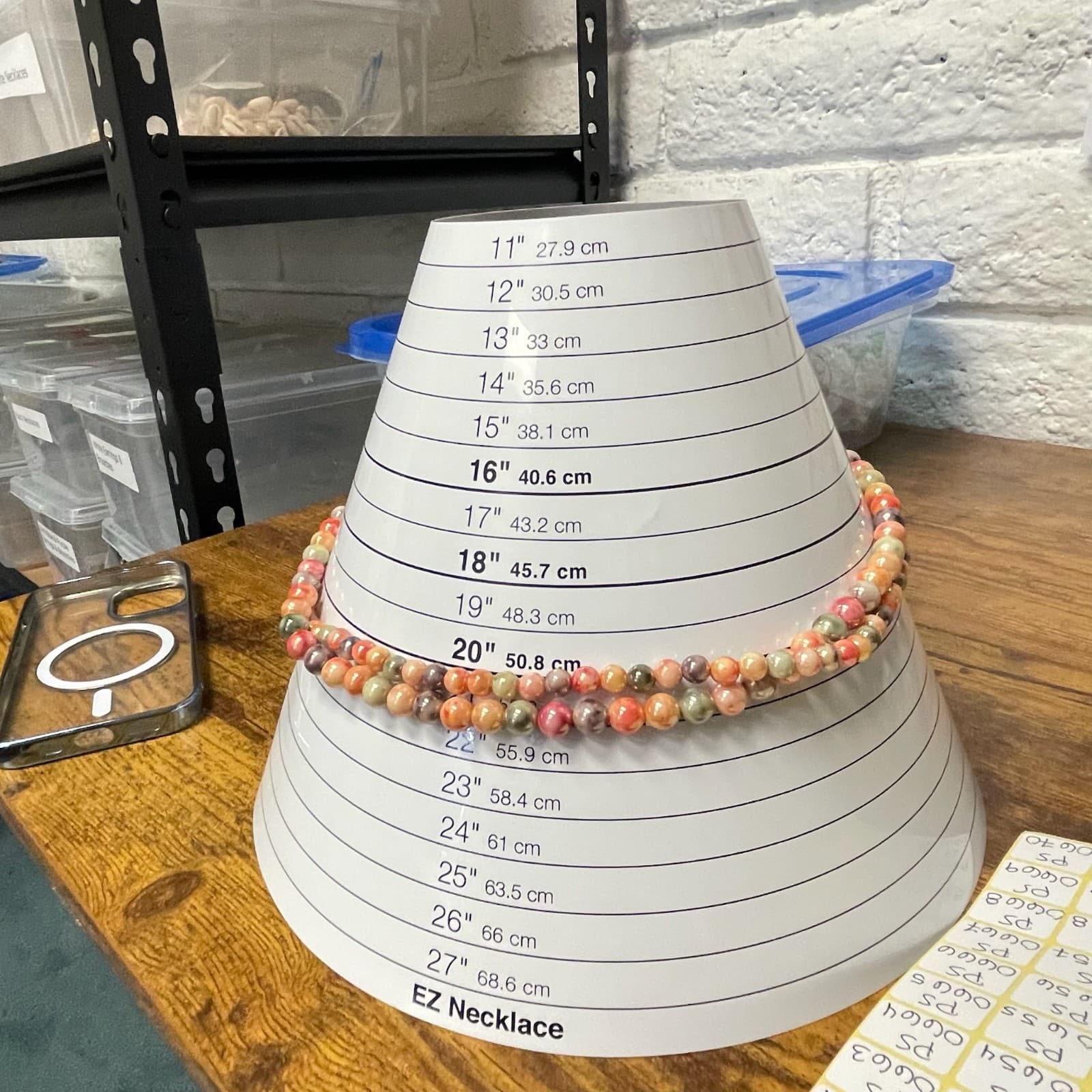 Vintage Vibrant peach pink gray Multi color double strand beaded necklace 21 in - Thumbnail 10