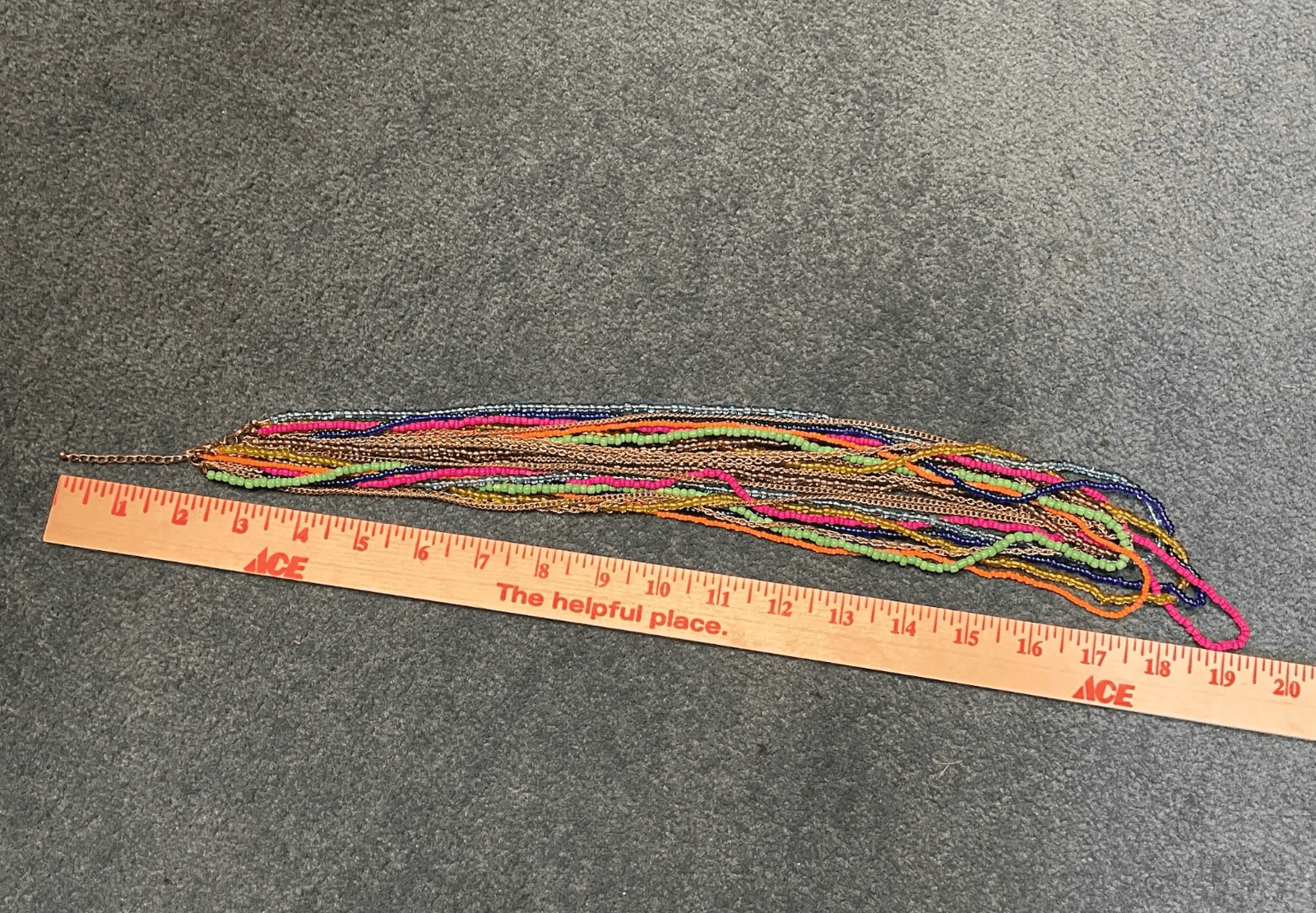 Vintage Multi-Strand Seed Bead Chain Charm Necklace Bohemian Hippie Jewelry - Thumbnail 2