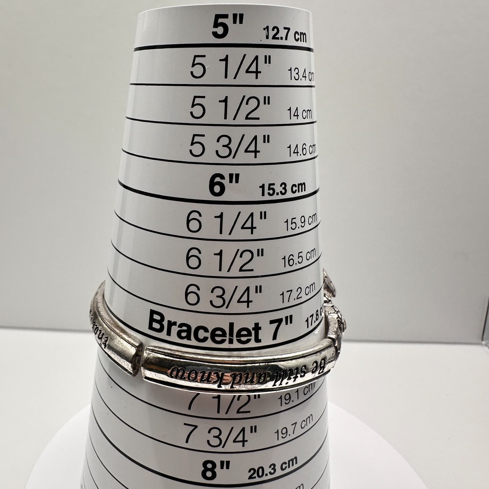 Vintage Y2K Religious Rhinestone Bracelet Psalms 46:10 Charm Silver Tone Jewelry - Thumbnail 11