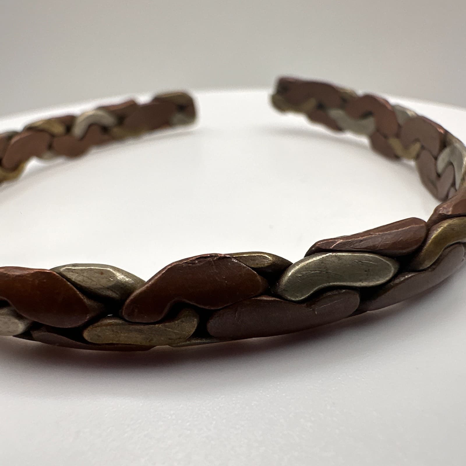 Vintage 90s Braided Hand Bracelet Silver Tone Boho Women's Classic Jewelry - Thumbnail 4