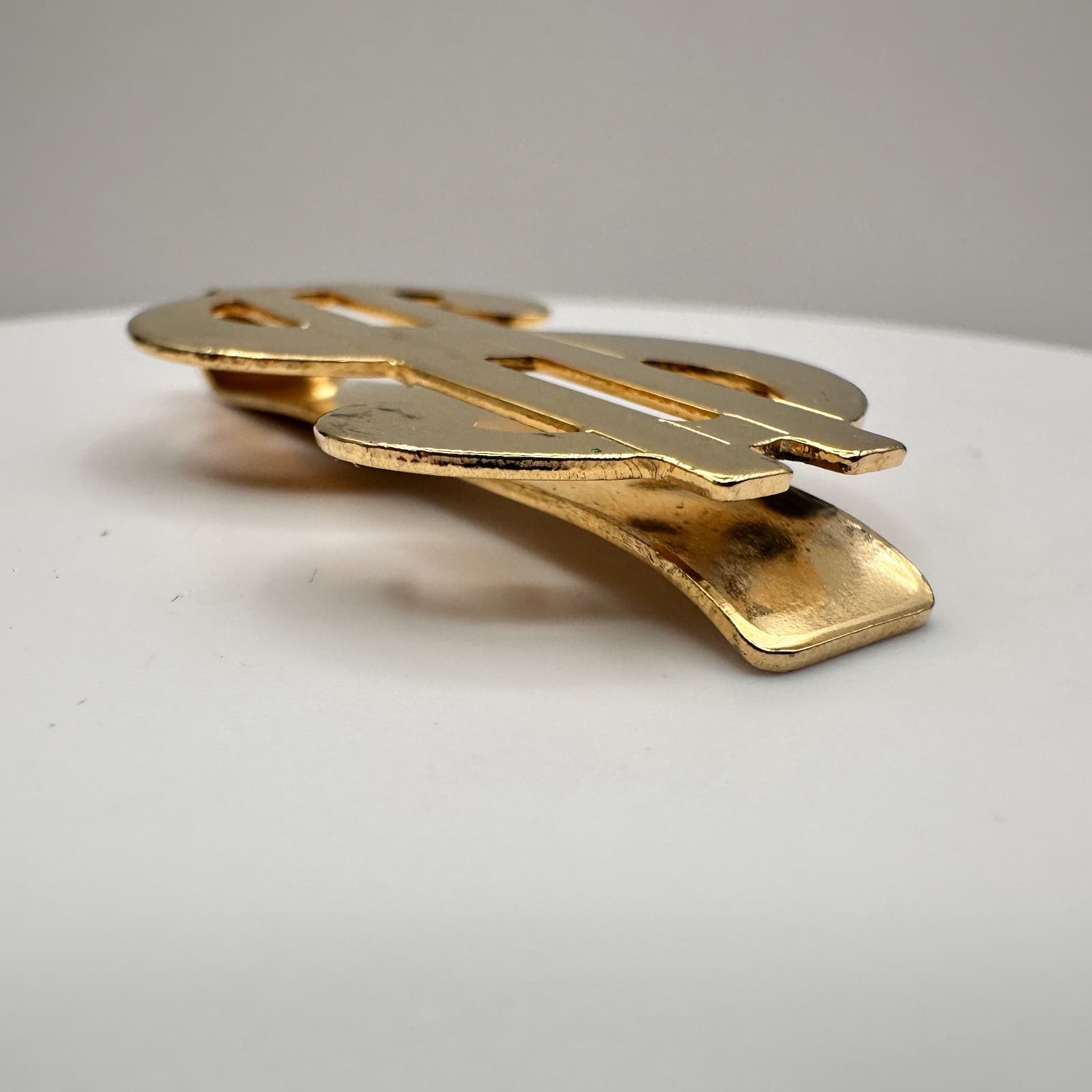 Vintage 90s Gold Tone Dollar Symbol Money Clip Currency Holder Fashion - Thumbnail 5