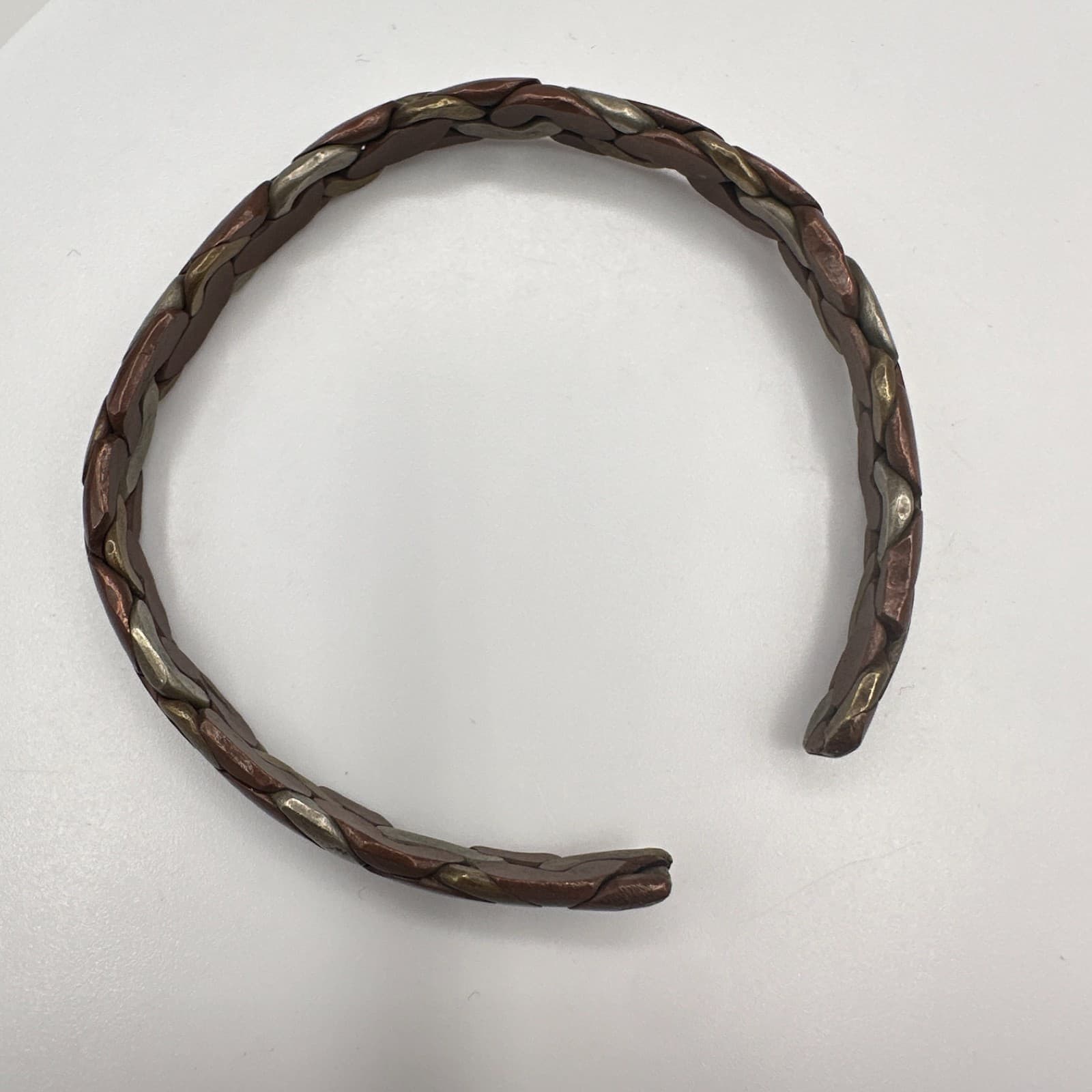 Vintage 90s Braided Hand Bracelet Silver Tone Boho Women's Classic Jewelry - Thumbnail 7