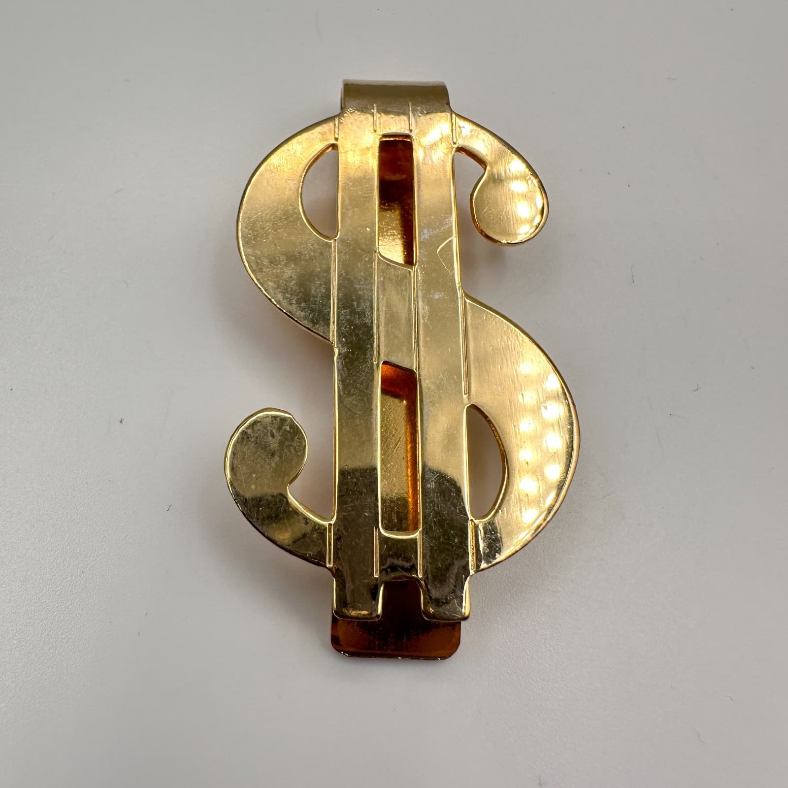 Vintage 90s Gold Tone Dollar Symbol Money Clip Currency Holder Fashion - Thumbnail 7