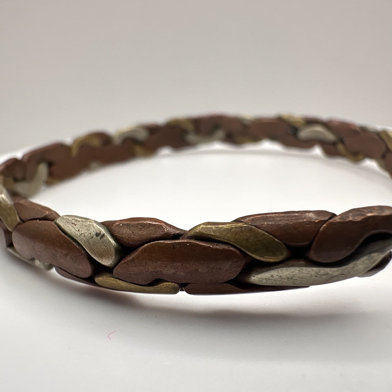 Vintage 90s Braided Hand Bracelet Silver Tone Boho Women's Classic Jewelry - Thumbnail 6