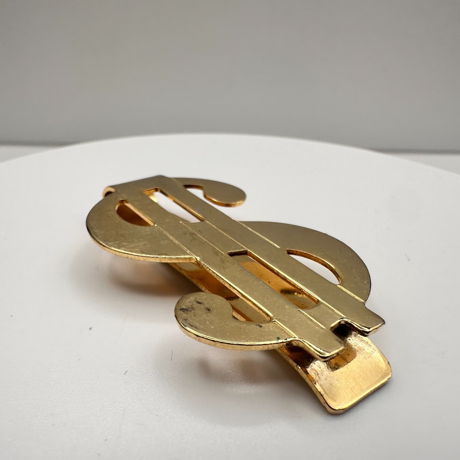 Vintage 90s Gold Tone Dollar Symbol Money Clip Currency Holder Fashion - Thumbnail 6
