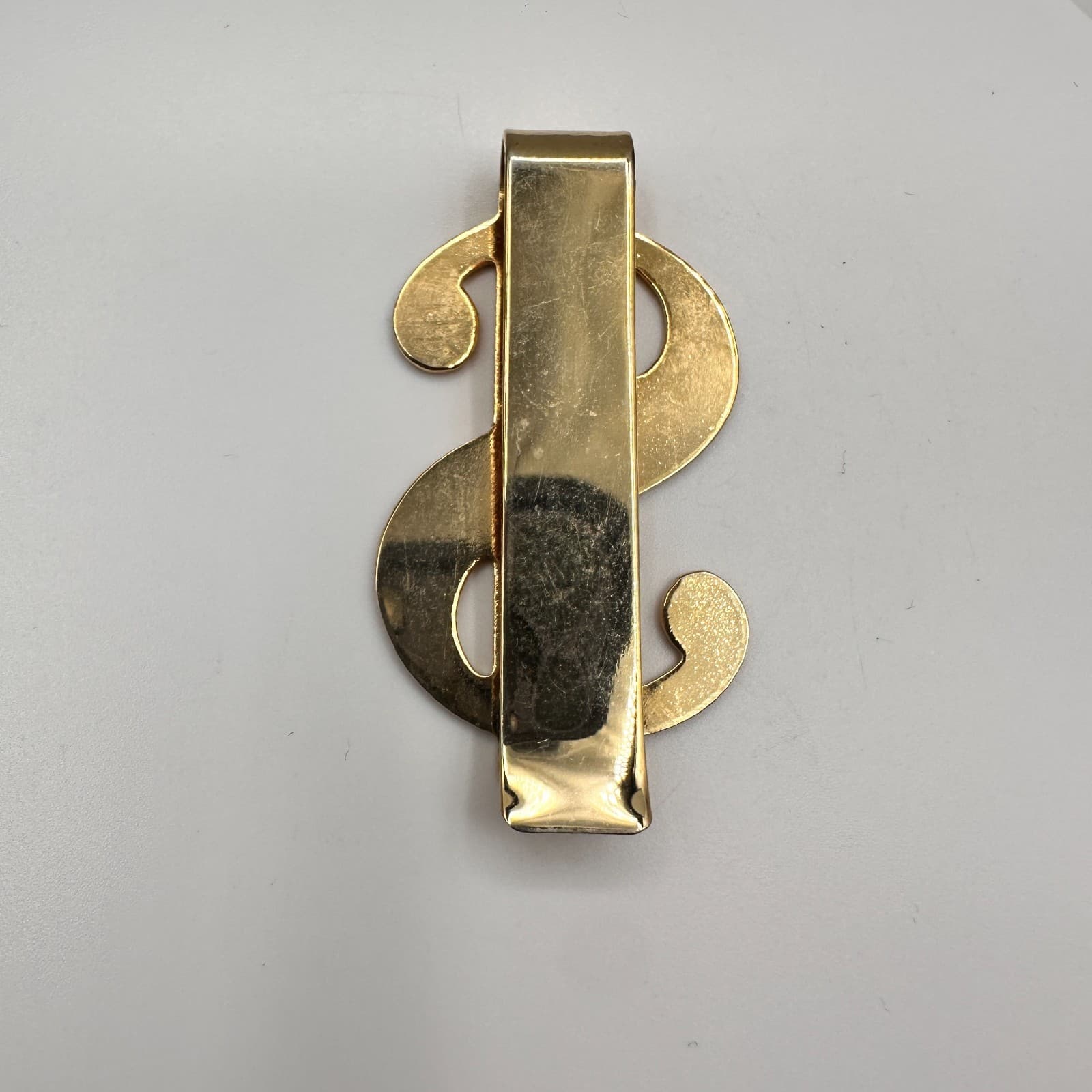 Vintage 90s Gold Tone Dollar Symbol Money Clip Currency Holder Fashion - Thumbnail 2
