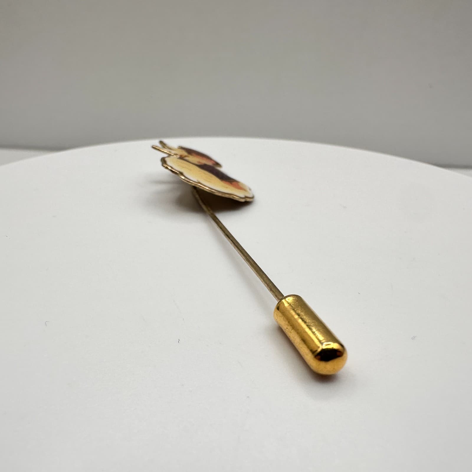 Vintage 80s 90s Angel On Cloud Stick Brooch Pin Gold Tone Enamel Jewelry - Thumbnail 3