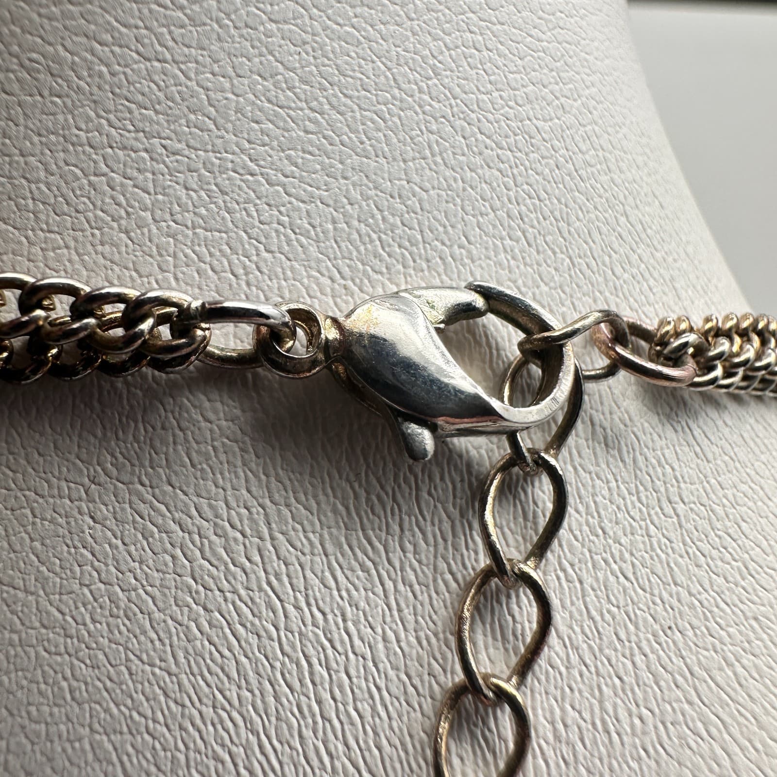 Vintage 90s Multi Strand Layered Gold Tone Necklace Green Faux Stone Jewelry - Thumbnail 9