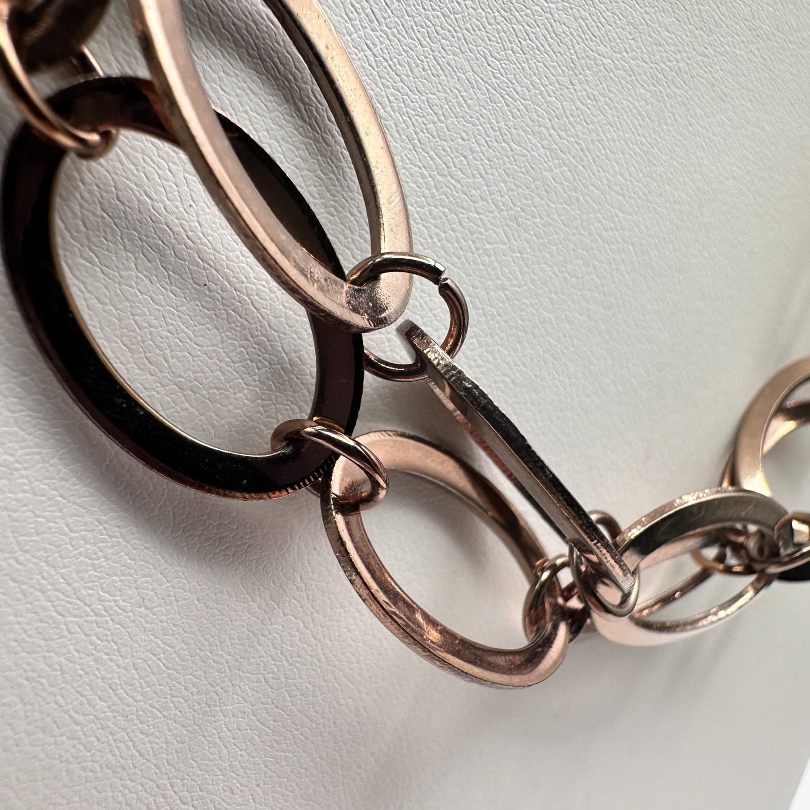 Vintage 90s Rose Gold Tone Chunky Oval Link Chain Statement Necklace Jewelry - Thumbnail 5