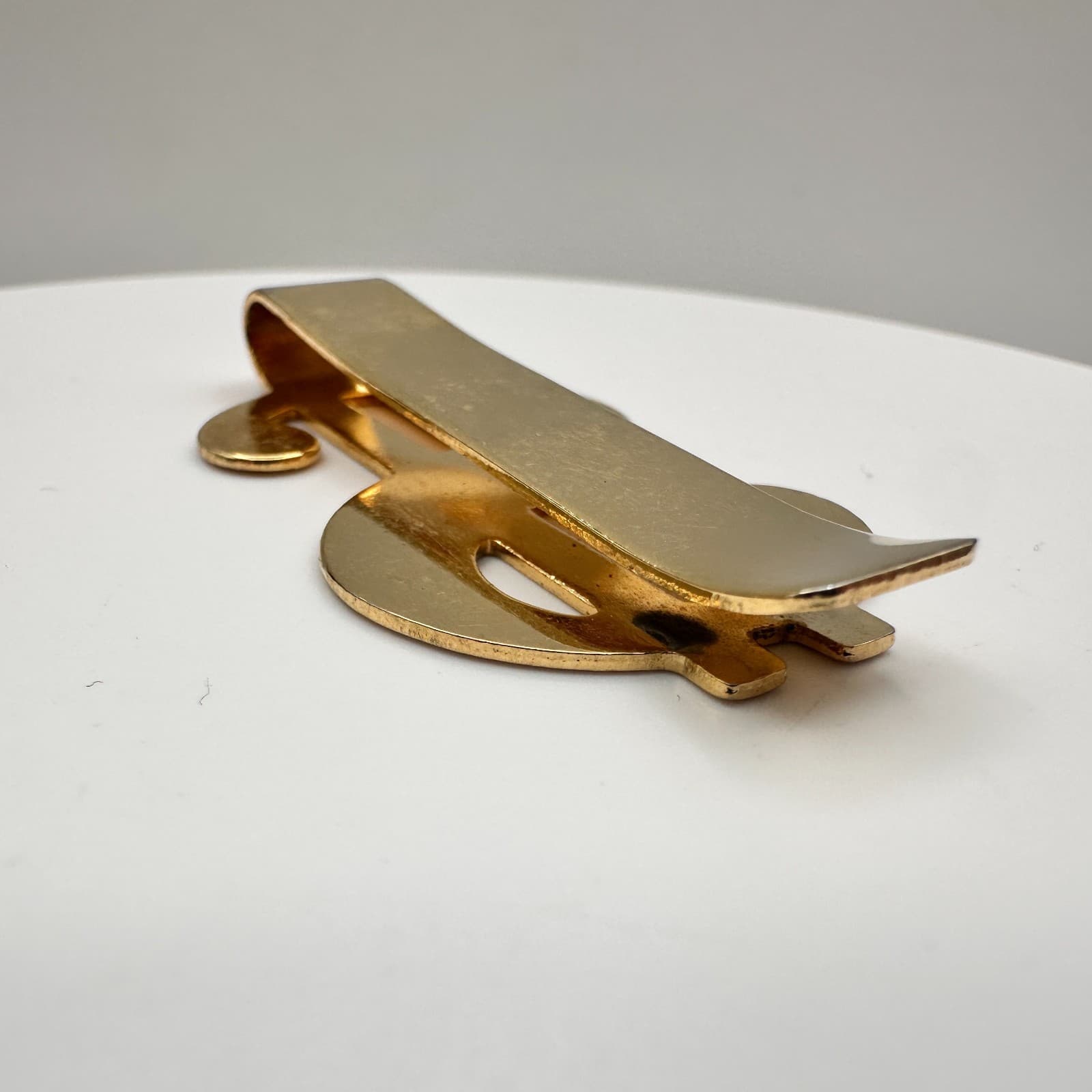 Vintage 90s Gold Tone Dollar Symbol Money Clip Currency Holder Fashion - Thumbnail 3