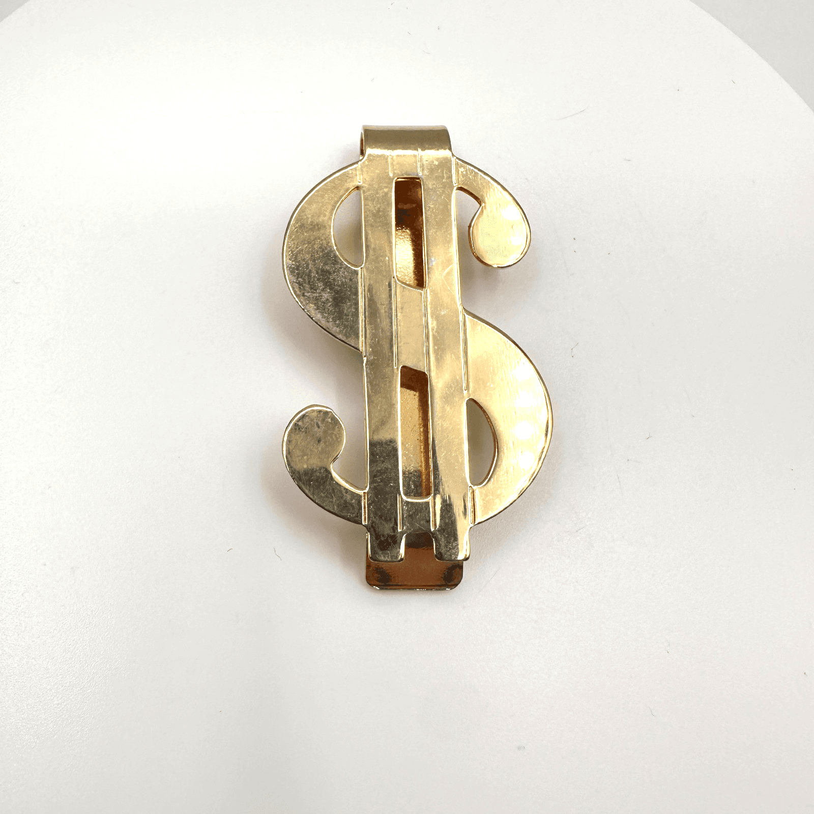 Vintage 90s Gold Tone Dollar Symbol Money Clip Currency Holder Fashion - Image 1