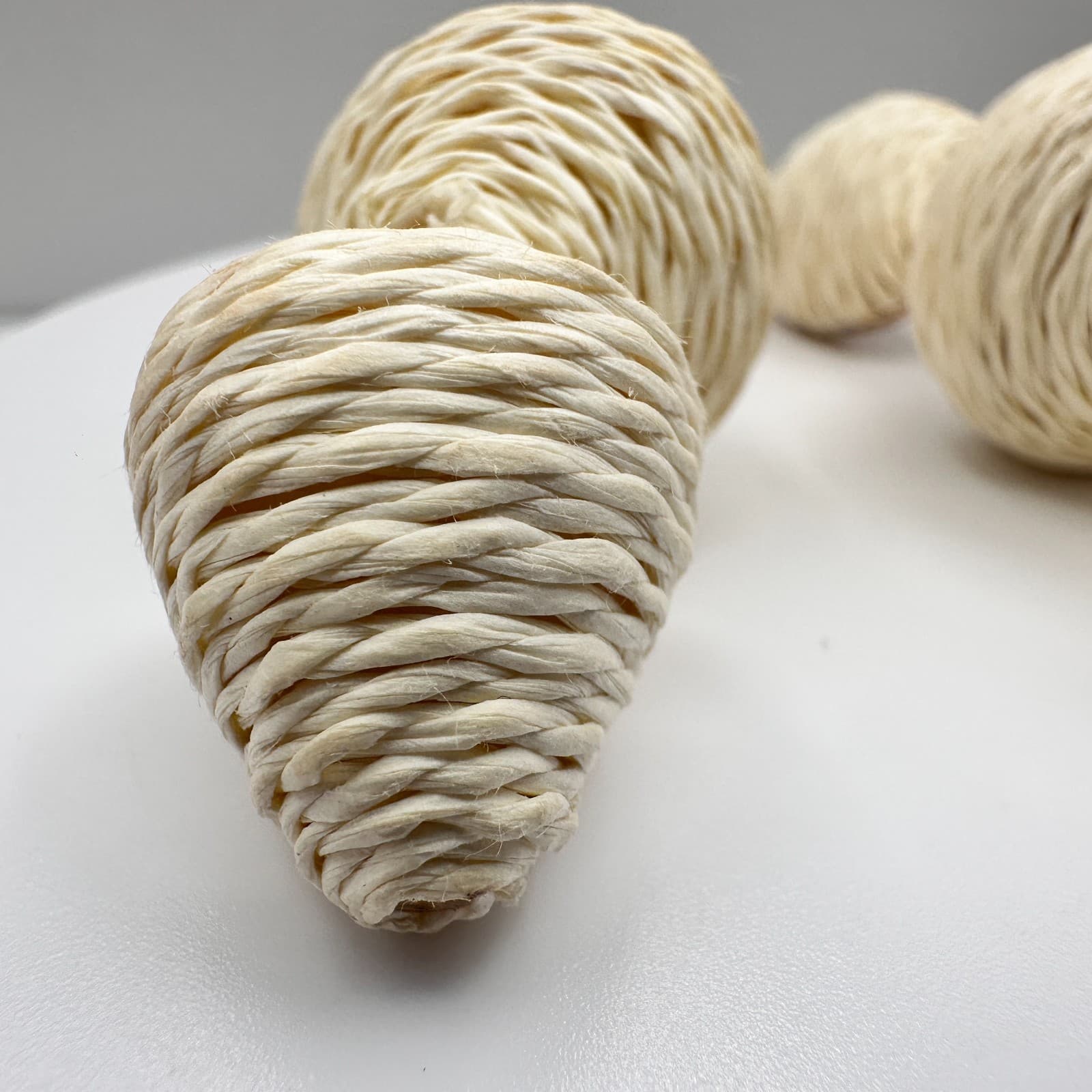 Vintage 90s Sugarfix Cream Raffia Lantern Drop Earrings Boho Geometric Dangle - Thumbnail 2